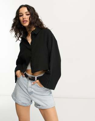 ASOS DESIGN natural crinkle shirt in mint-Green