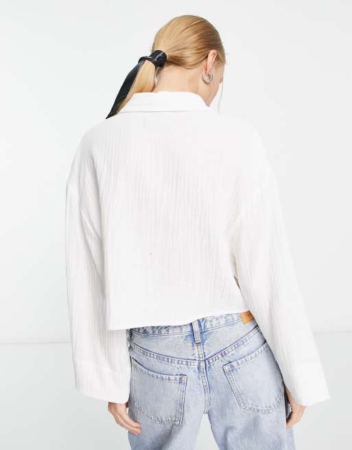 ASOS DESIGN natural crinkle shirt in white