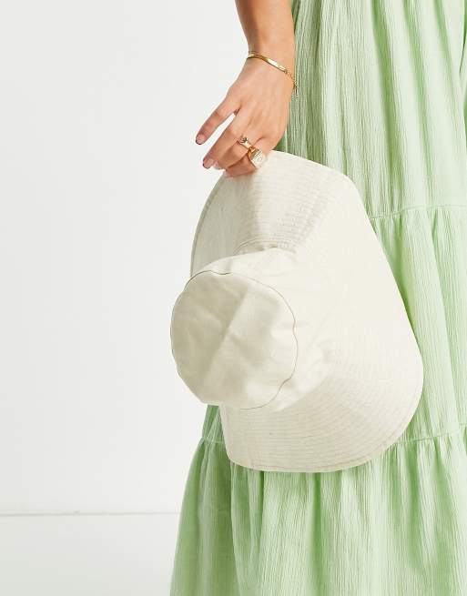 ASOS DESIGN natural fabrication fisherman bucket hat in cream, 2 of 4