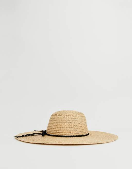 ASOS DESIGN natural straw floppy hat with plait braid and size adjuster, 2 of 4