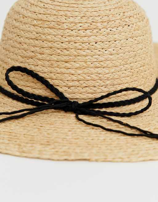 ASOS DESIGN natural straw floppy hat with plait braid and size adjuster, 3 of 4
