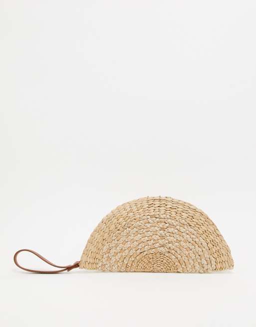 Half moon sale straw clutch