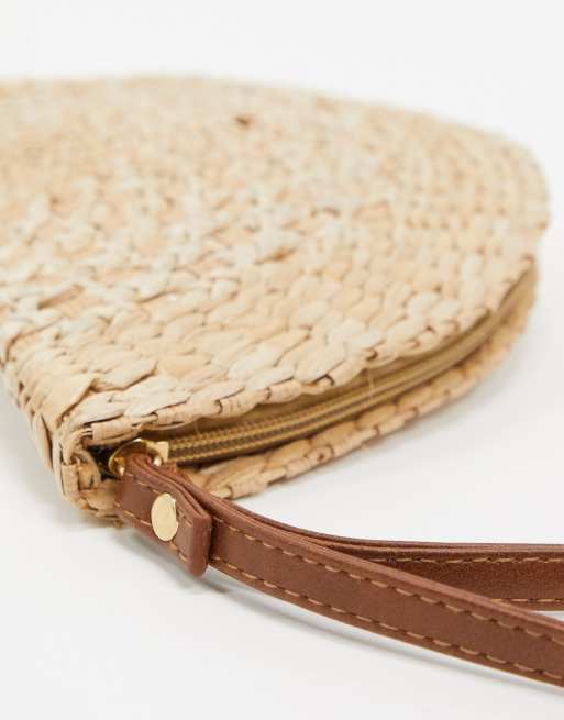 Half moon straw store clutch