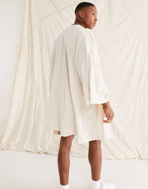 ASOS DESIGN – Naturalnie teksturowane kimono w paski o luźnym kroju, 2 z 4