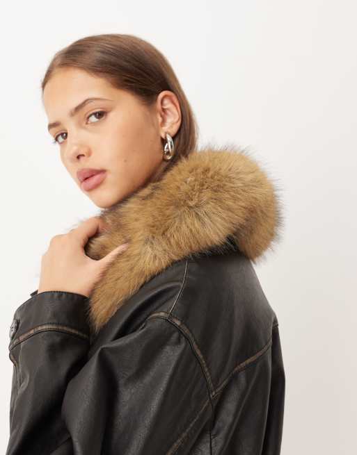 ASOS DESIGN – Naturfärgad, kort krage i fuskpäls, 3 av 3