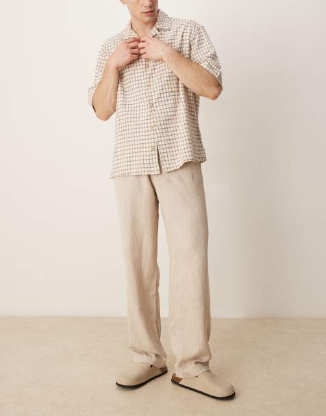 ASOS DESIGN – Naturfärgade, baggy byxor med dragsko - view 1