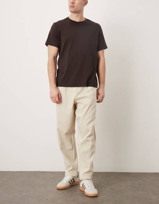 ASOS DESIGN - Naturfarvede afslappede tapered bukser med sildebensmønster, 2 af 5