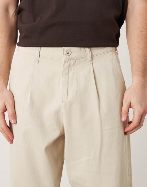 ASOS DESIGN - Naturfarvede afslappede tapered bukser med sildebensmønster, 4 af 5