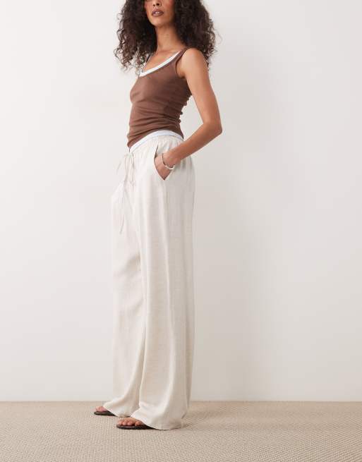 ASOS DESIGN - Naturfarvede pull-on-bukser i hørblanding, 2 af 5