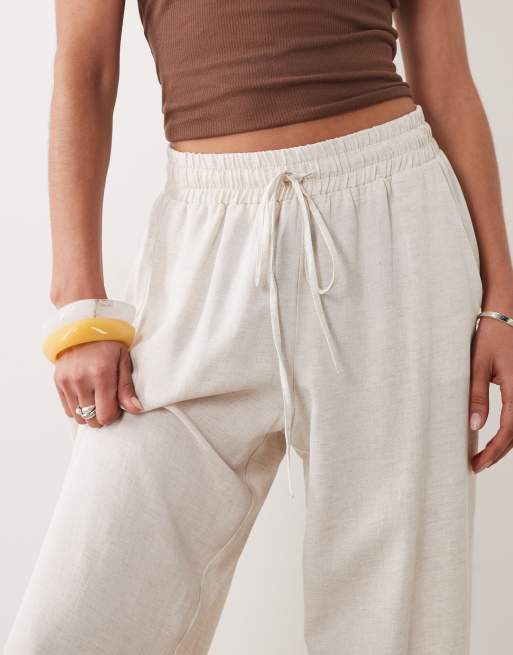 ASOS DESIGN - Naturfarvede pull-on-bukser i hørblanding, 3 af 5