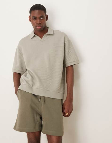 ASOS DESIGN - Naturfarvet, afslappet og firkantet polotrøje med teksturerede striber - view 1