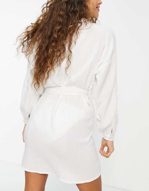 ASOS DESIGN - Naturfarvet strand-kimono med klokkeærmer, 3 af 4