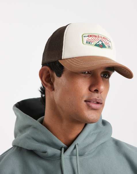 ASOS DESIGN - Naturfarvet trucker-kasket med vandremotiv - view 1