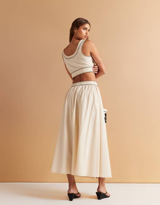 ASOS DESIGN - Naturfarvet voluminøs midinederdel - Del af sæt, 2 af 5
