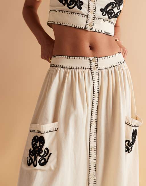 ASOS DESIGN - Naturfarvet voluminøs midinederdel - Del af sæt, 4 af 5