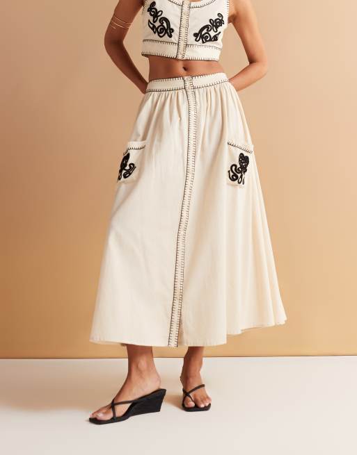 ASOS DESIGN - Naturfarvet voluminøs midinederdel - Del af sæt, 5 af 5