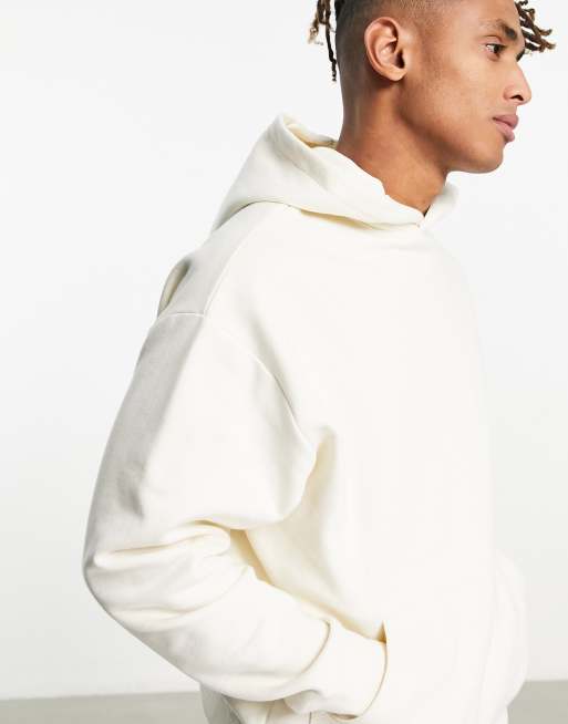 ASOS DESIGN – Naturvit kraftig huvtröja i oversize, 3 av 4