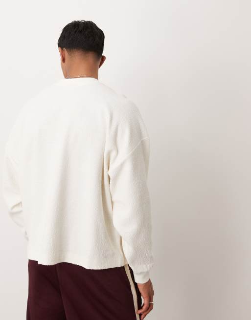 ASOS DESIGN – Naturvit, långärmad t-shirt i extra oversize med ärmar i baggy-stil, 3 av 4
