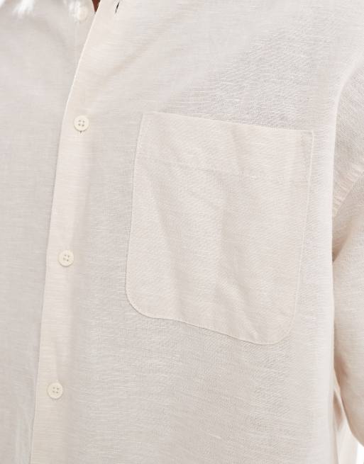 ASOS DESIGN – Naturvit linneskjorta i 90-talsinspirerad oversize, 3 av 4
