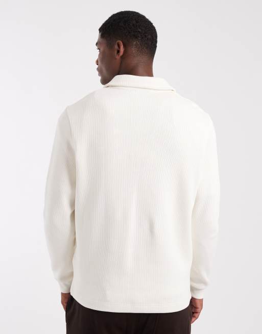 ASOS DESIGN – Naturvit pikétröja i oversize med knappar och ficka, 3 av 5