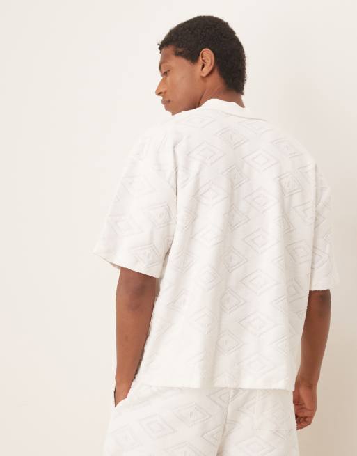 ASOS DESIGN – Naturvit pikétröja i oversize och jacquardväv med boxig passform, del av set , 3 av 4