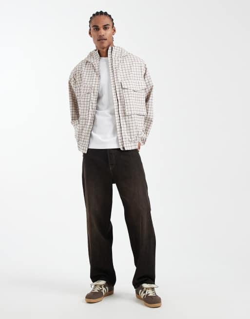 ASOS DESIGN – Naturvit, rutig vindjacka i oversized fit, 2 av 5