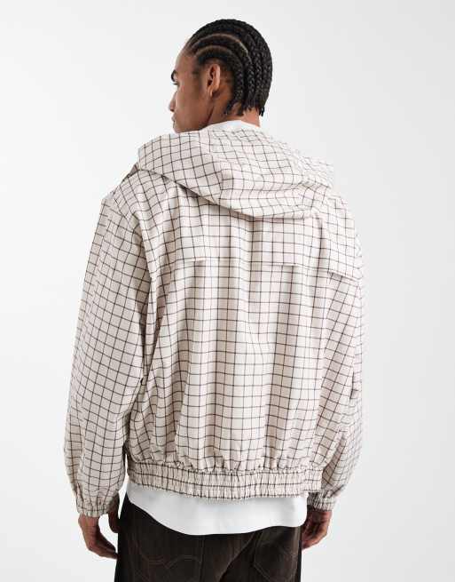 ASOS DESIGN – Naturvit, rutig vindjacka i oversized fit, 3 av 5