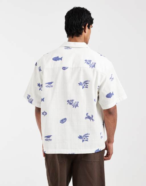 ASOS DESIGN – Naturvit skjorta i oversized fit med heltäckande mönster, 5 av 5