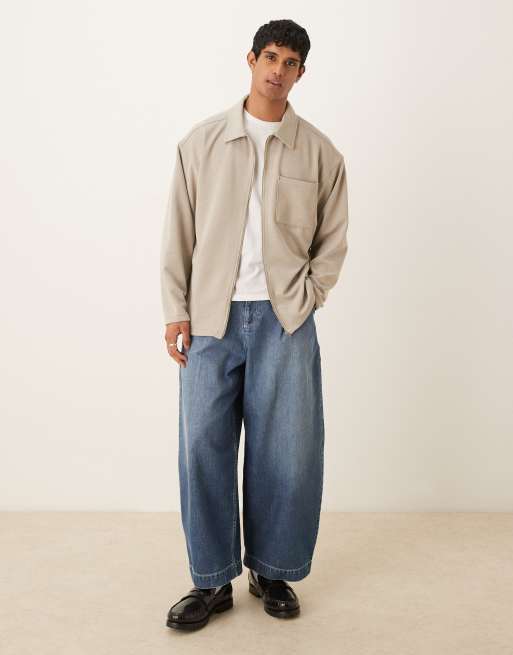 ASOS DESIGN – Naturvit skjortjacka i coach-modell med randig struktur och boxig passform, 2 av 4