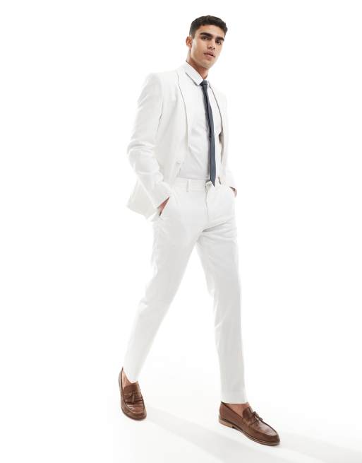 ASOS DESIGN – Naturvit, smal kavaj i linnemix, del av kostym, 2 av 5
