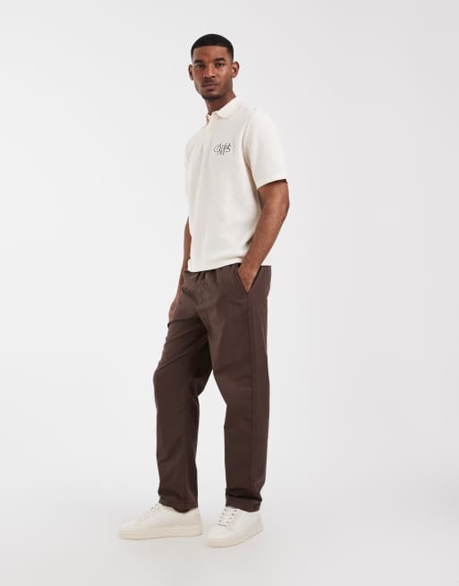 ASOS DESIGN – Naturvit, stickad, avslappnad pikétröja med broderi framtill, 2 av 5