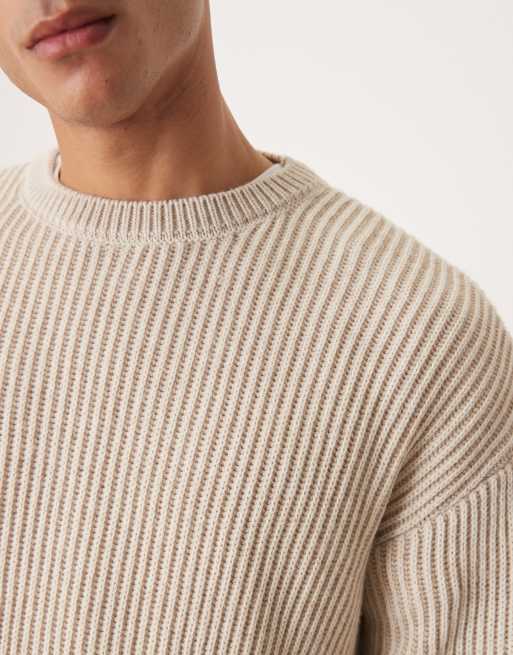 ASOS DESIGN – Naturvit, stickad, avslappnad tröja med långa ärmar och ränder, 5 av 5