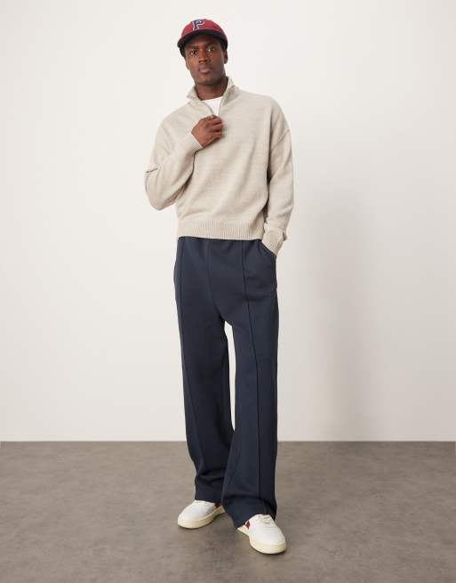 ASOS DESIGN – Naturvit stickad tröja i oversize med kort dragkedja och boxig passform, 4 av 4