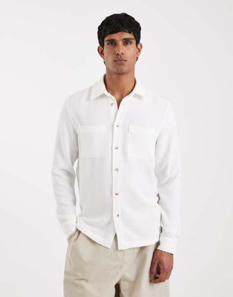 ASOS DESIGN – Naturvit, strukturerad overshirt - view 1