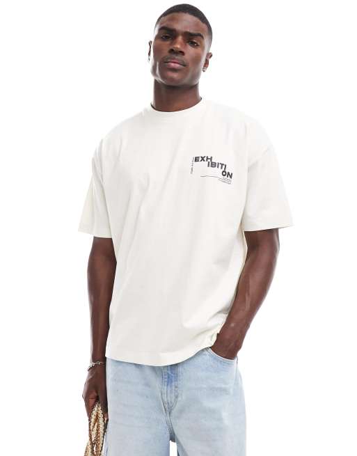 ASOS DESIGN – Naturvit t-shirt i oversize med abstrakt konsttryck baktill, 4 av 4