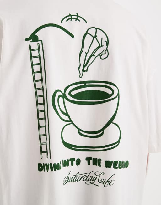 ASOS DESIGN – Naturvit t-shirt i oversize med kaffetryck, 5 av 5