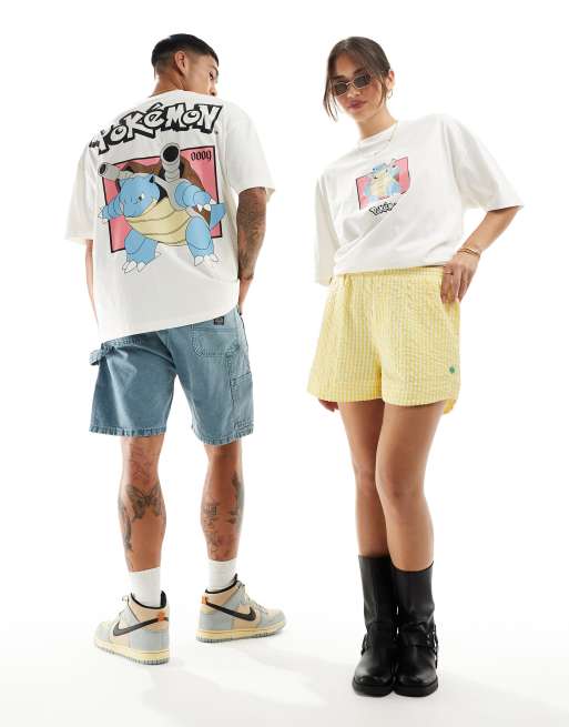 ASOS DESIGN – Naturvit t-shirt i oversize och unisex-modell med Pokémon-tryck med Blastoise, 3 av 4