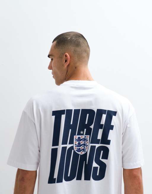 ASOS DESIGN – Naturvit t-shirt i oversized fit med FA England Three Lions-tryck, 4 av 5