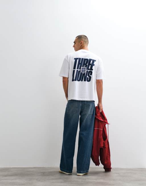 ASOS DESIGN – Naturvit t-shirt i oversized fit med FA England Three Lions-tryck, 5 av 5