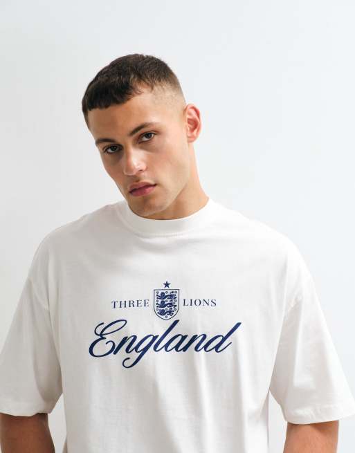 ASOS DESIGN – Naturvit t-shirt i oversized fit med FA England Three Lions-tryck, 3 av 5