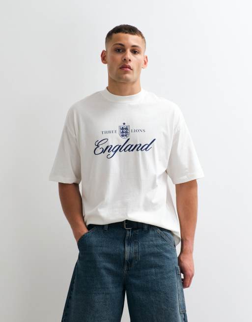 ASOS DESIGN – Naturvit t-shirt i oversized fit med FA England Three Lions-tryck, 5 av 5