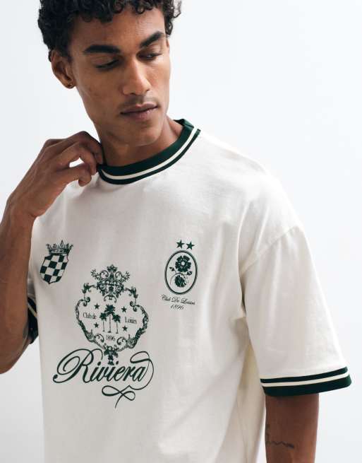 ASOS DESIGN – Naturvit t-shirt i oversized fit med fotbollstryck  , 2 av 5
