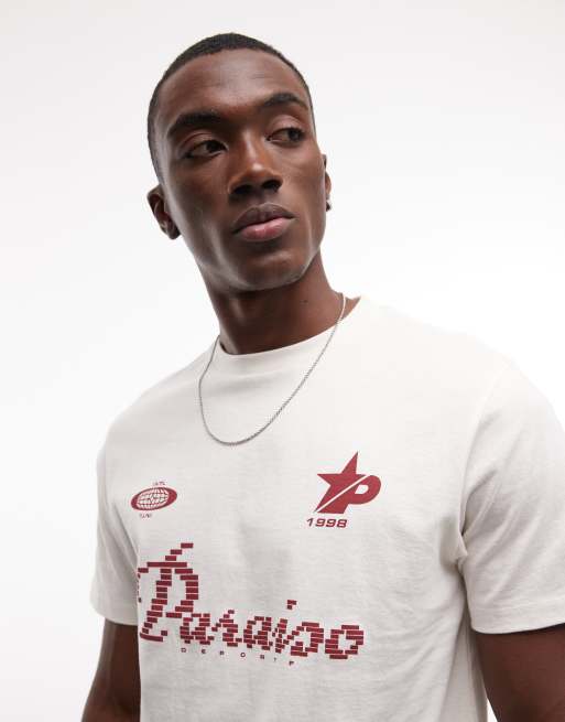 ASOS DESIGN – Naturvit t-shirt med fotbollstryck, 3 av 5