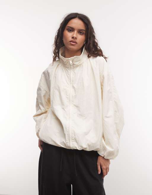 ASOS DESIGN – Naturvit träningsjacka i oversized fit med ballongfåll, 3 av 4