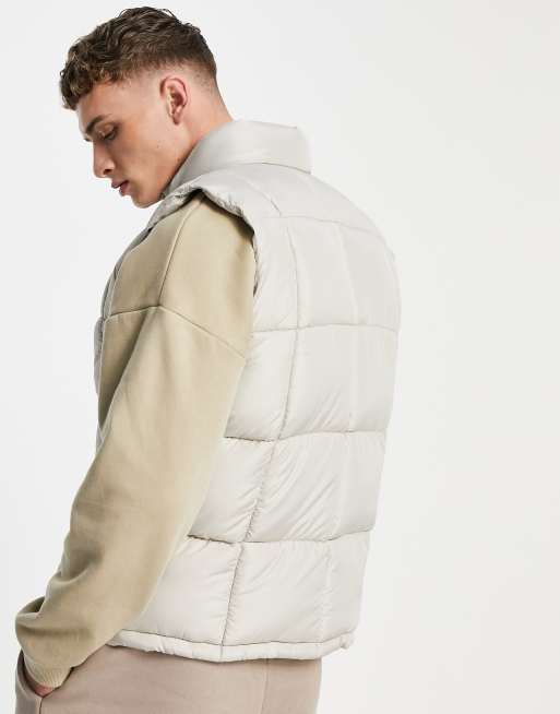 ASOS DESIGN – Naturvit väst med fyrkantiga, quiltade sömmar, 3 av 4