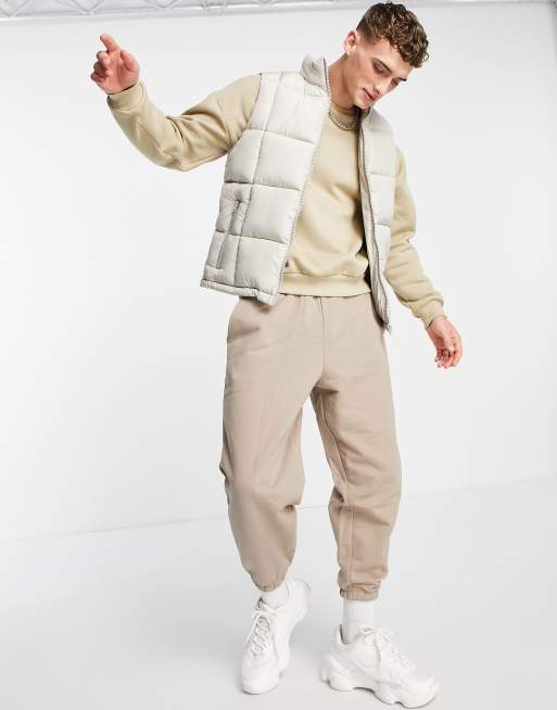 ASOS DESIGN – Naturvit väst med fyrkantiga, quiltade sömmar, 4 av 4