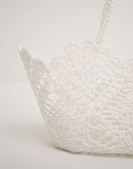 ASOS DESIGN – Naturvit, virkad toteväska med handtag och blommor, 4 av 4