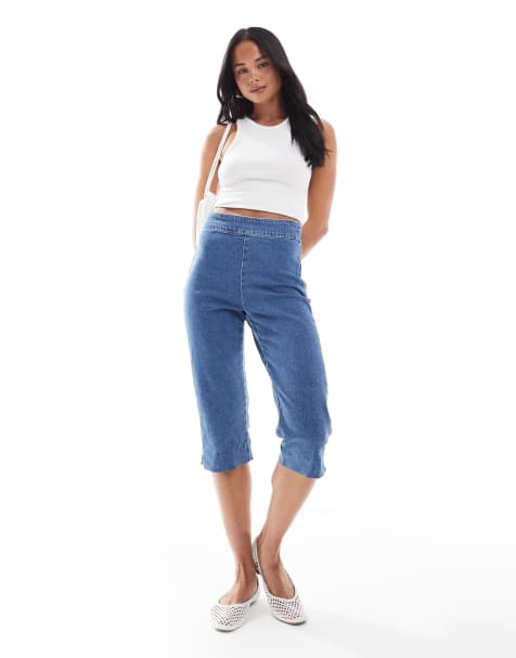 ASOS DESIGN – Naturvita capribyxor i denim - view 1