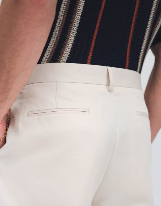 ASOS DESIGN – Naturvita finbyxor med vida ben och veck, 4 av 7