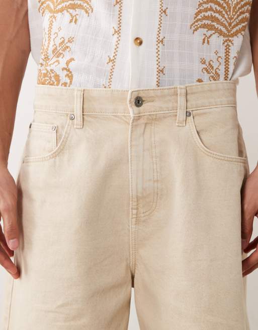 ASOS DESIGN – Naturvita, halvlånga jeansshorts, 5 av 6